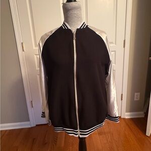 FARM Rio Black and Silver Varsity Jacket